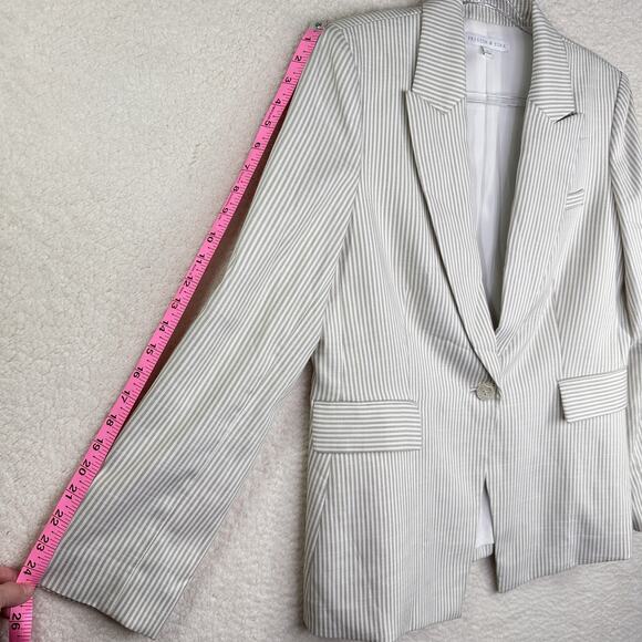 Preston & York Blazer Womens‎ 12 Beige White Striped Single Button Career Jacket - Picture 9 of 13